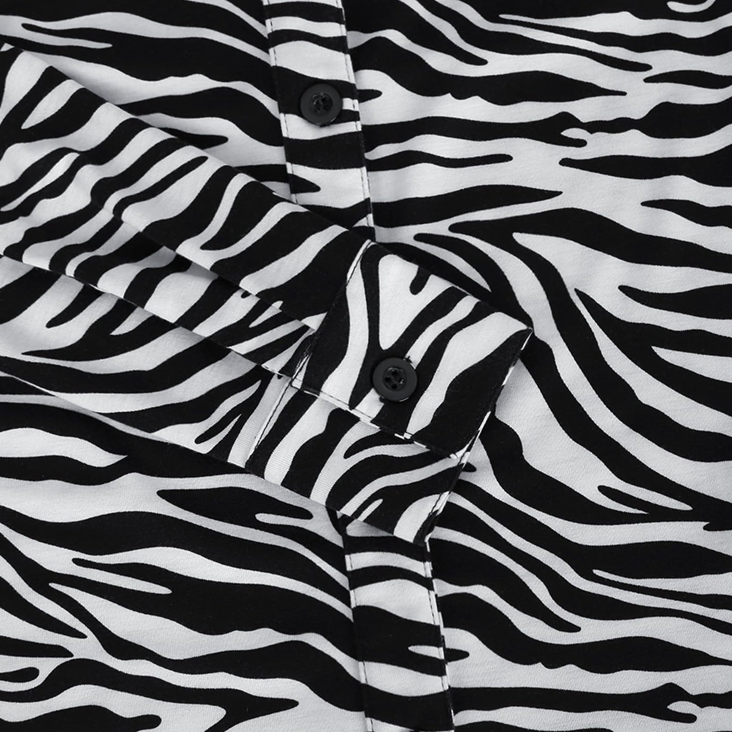 Roll Up Collared Short Sleeve Zebra Print Women’s Button Down Plaid Shirt