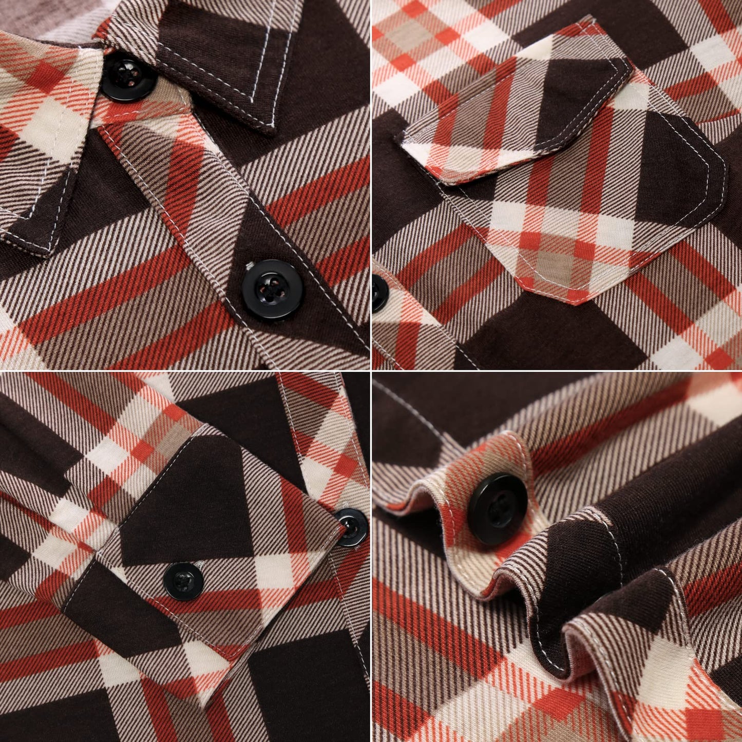 Roll Up Long Sleeve Dark Coffee Women’s Collared Button Down Plaid Shirt