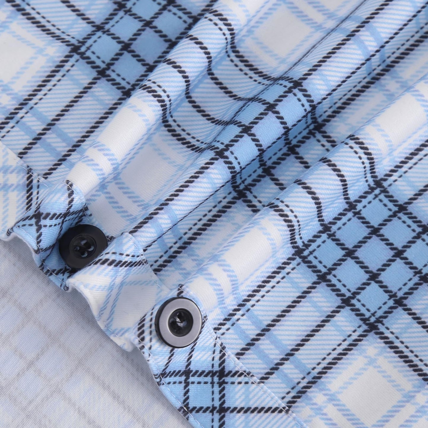 Roll Up Long Sleeve Blue-White Women’s Collared Button Down Plaid Shirt