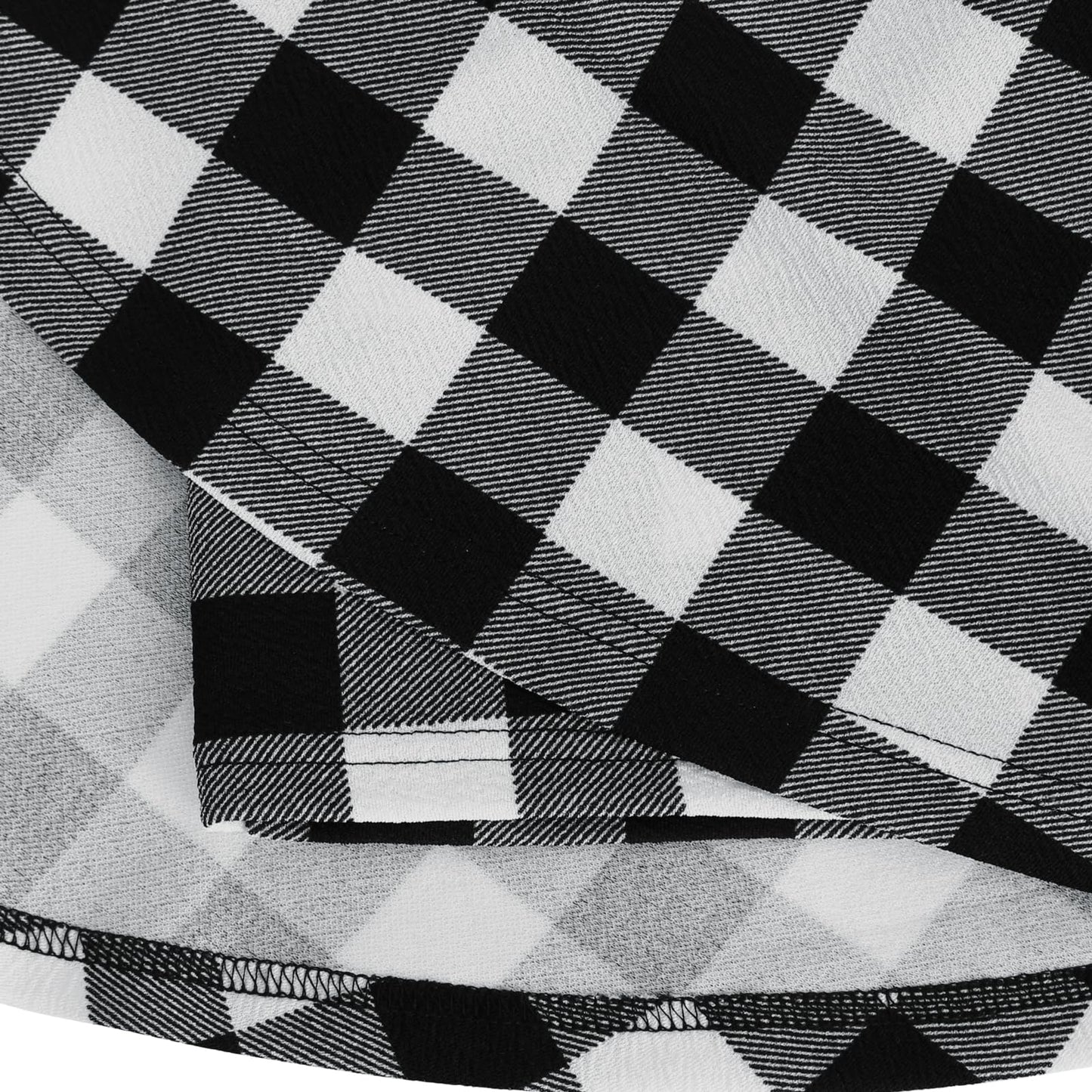 Flared Pleated Black&White Plaid Women's Casual Stretchy Mini Skater Skirt with Shorts