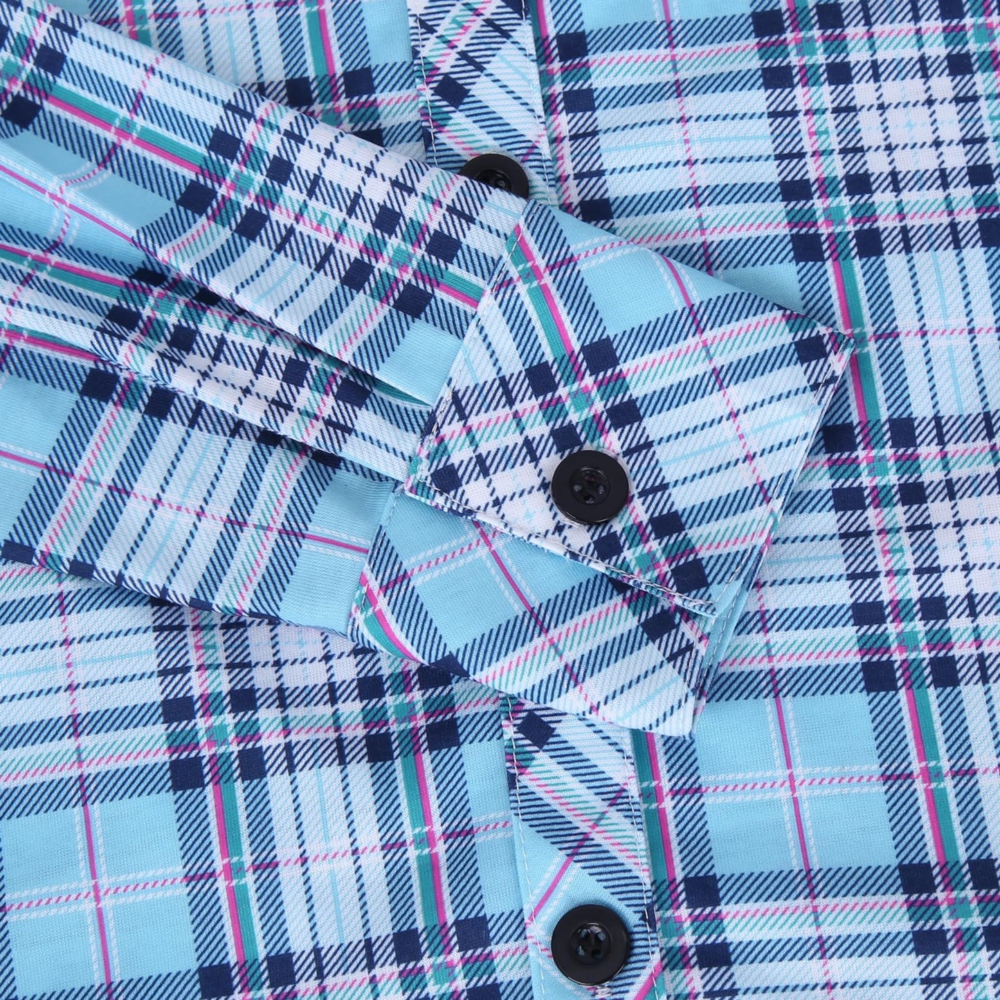 Roll Up Long Sleeve Light Blue-white Plaid Women’s Collared Button Down Plaid Shirt