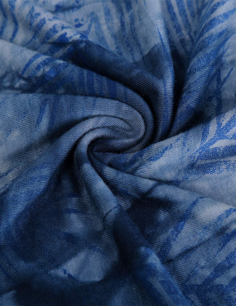 DJT Tie Dyed Blue Leaves Womens Tie Dyed Hankerchief Hemline Tunic Tops
