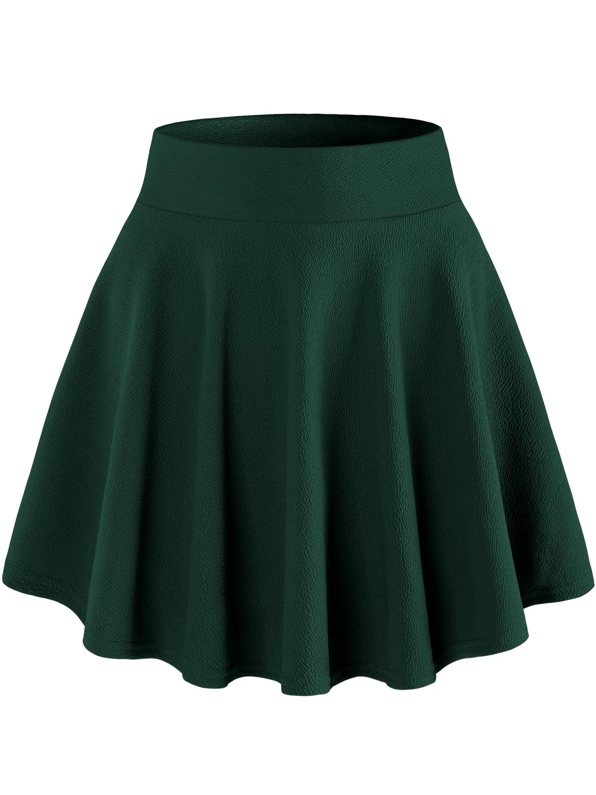 Flared Pleated Evergreen Women's Casual Stretchy Mini Skater Skirt with Shorts