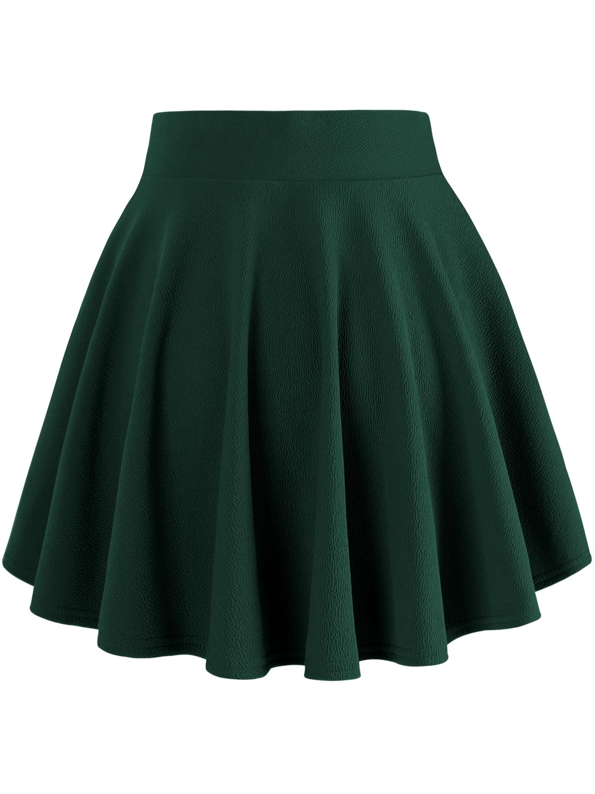 Flared Pleated Evergreen Women's Casual Stretchy Mini Skater Skirt with Shorts