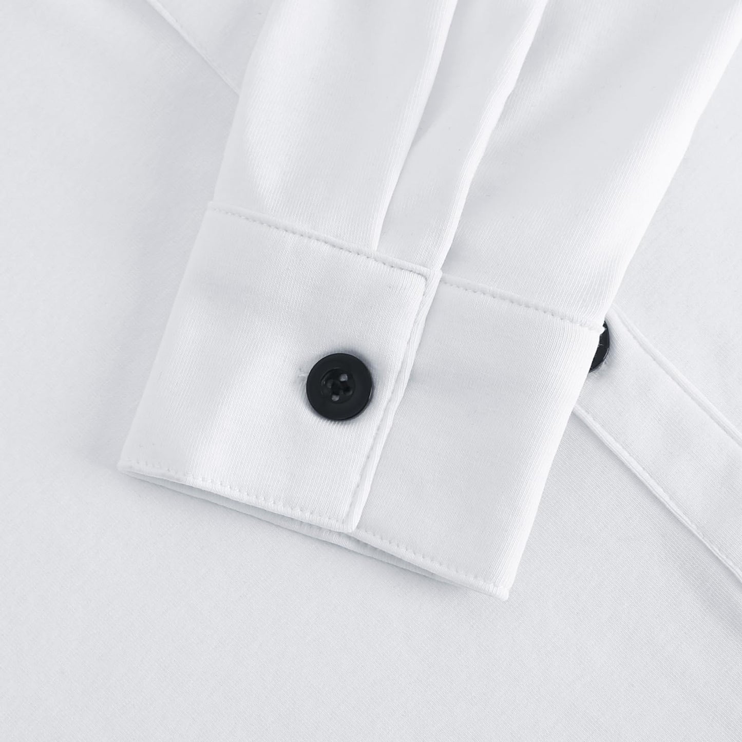 Roll Up Long Sleeve Solid White No Pocket Plaid Women’s Collared Button Down Plaid Shirt