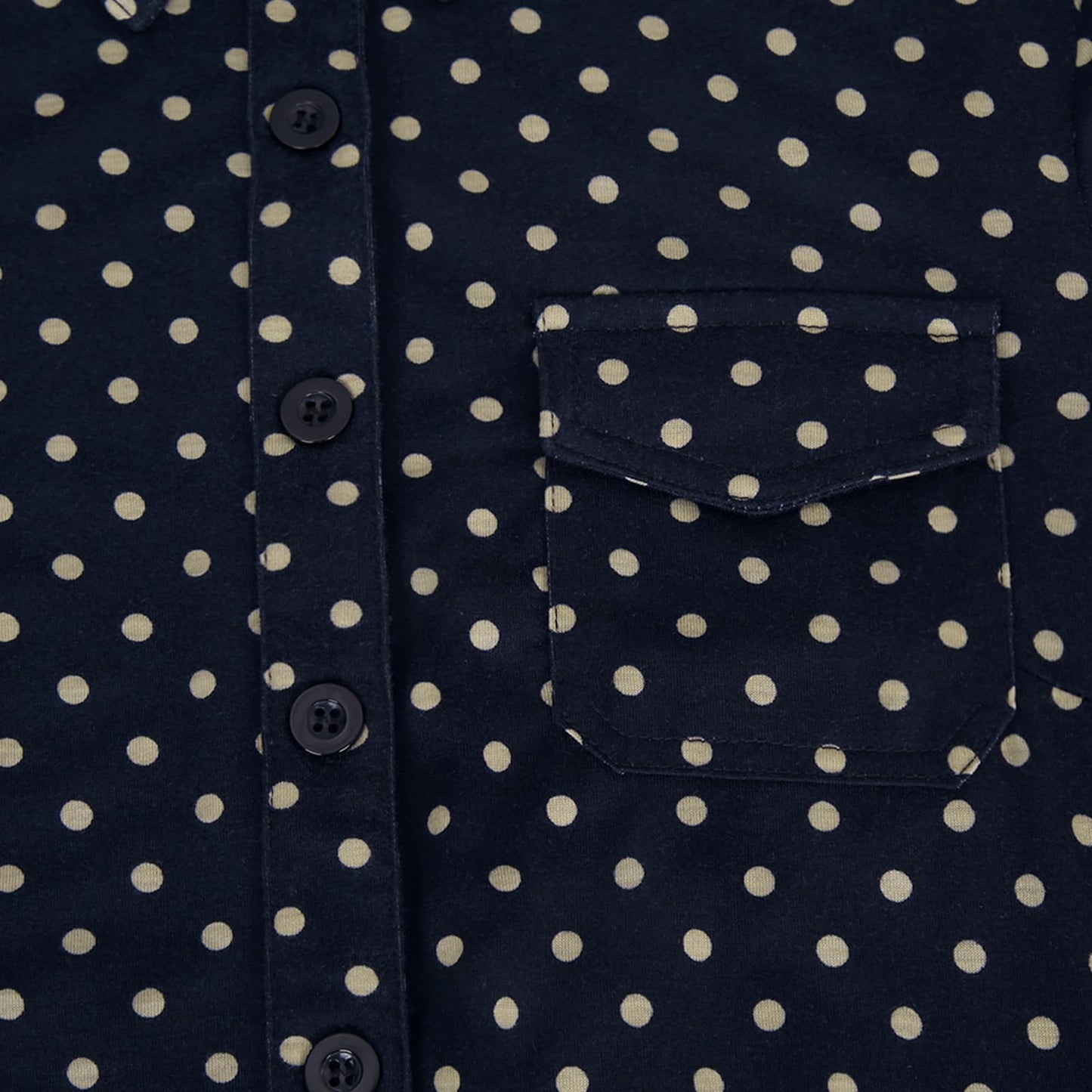 Roll Up Collared Short Sleeve Navy Pokla Dots Women’s Button Down Plaid Shirt