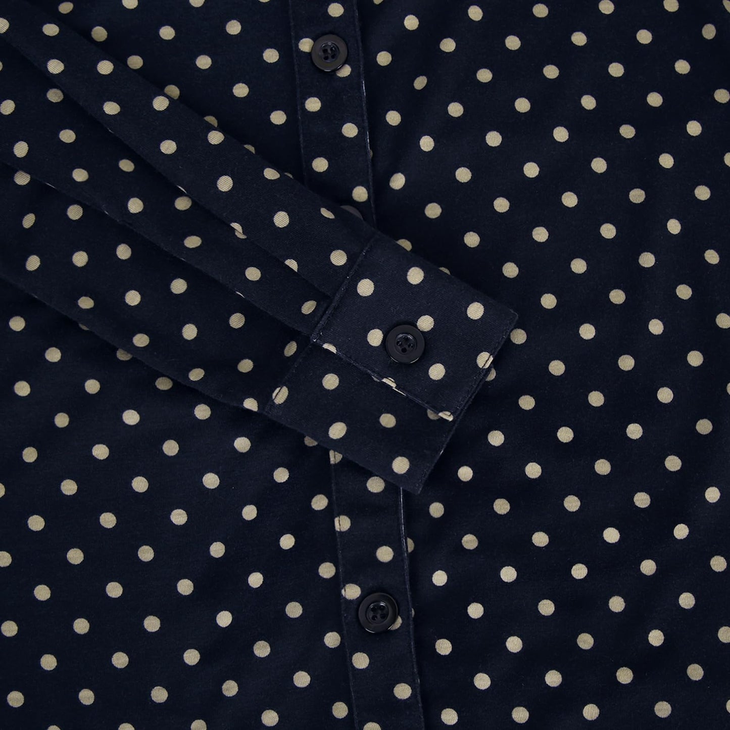 Roll Up Collared Short Sleeve Navy Pokla Dots Women’s Button Down Plaid Shirt