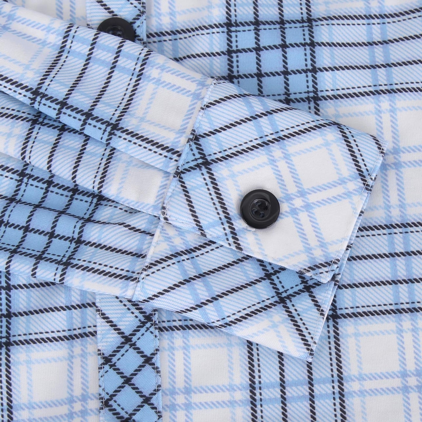 Roll Up Long Sleeve Blue-White Women’s Collared Button Down Plaid Shirt