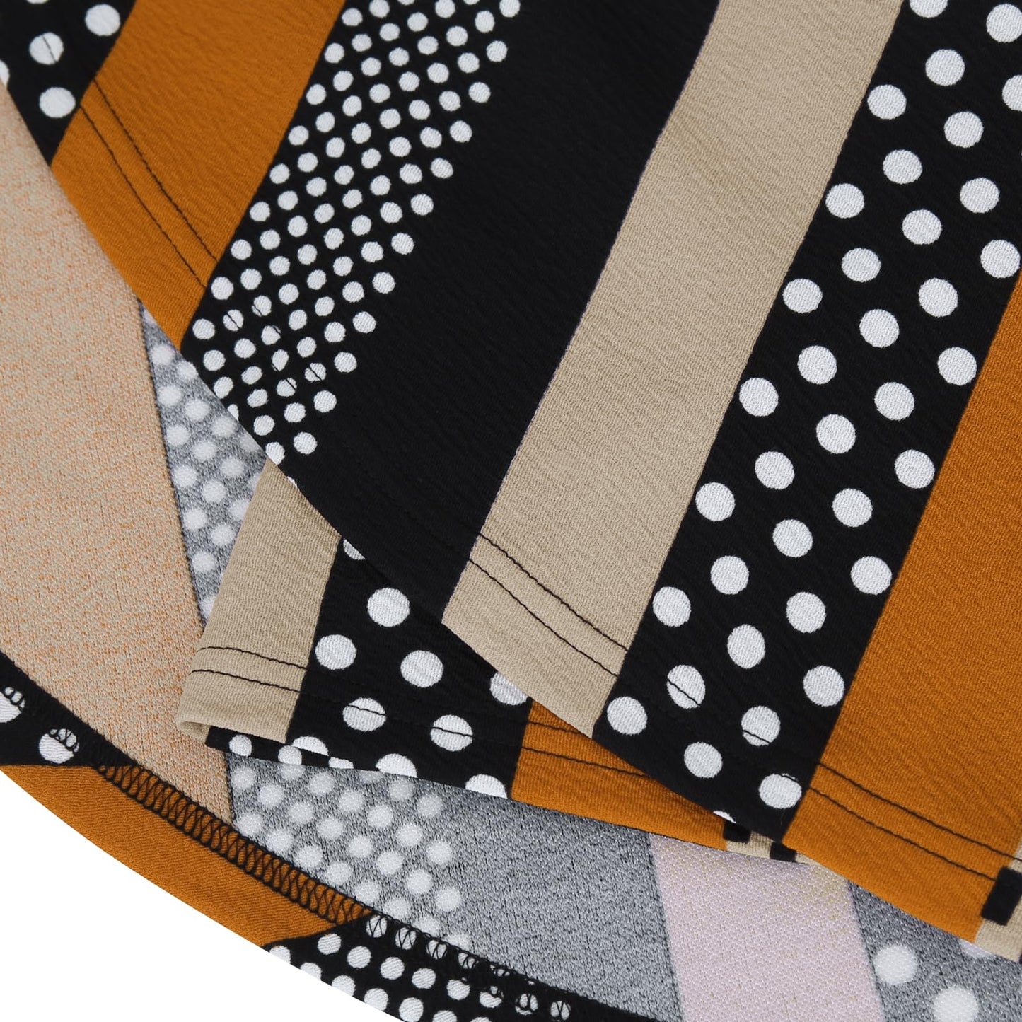 Flared Pleated Black Orange Stripe Women's Casual Stretchy Mini Skater Skirt with Shorts