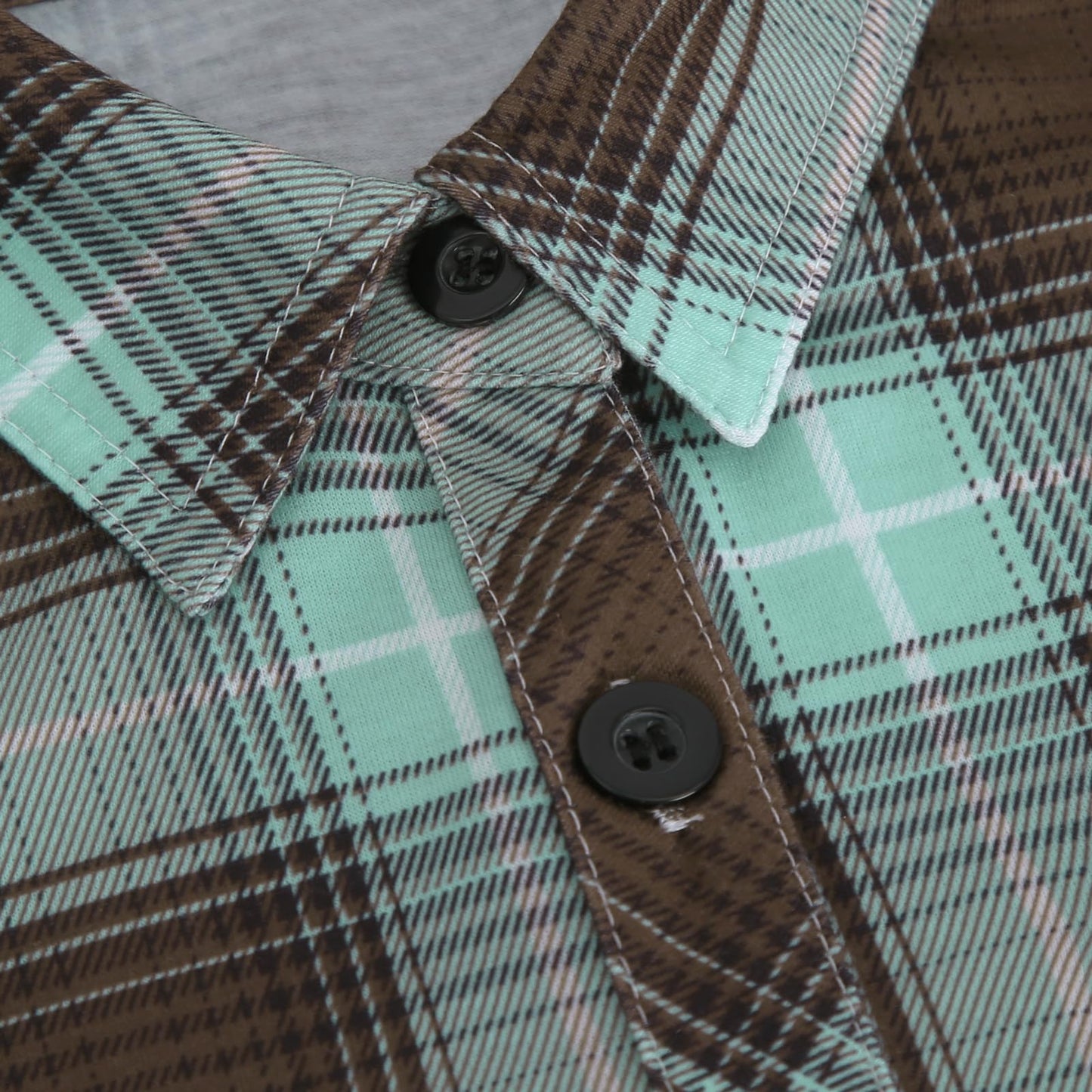Roll Up Long Sleeve Green-Brown Women’s Collared Button Down Plaid Shirt