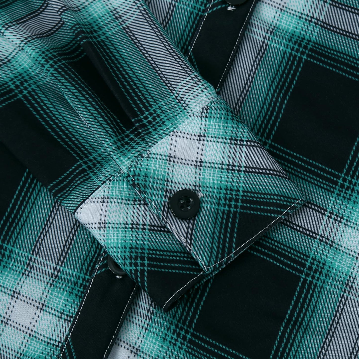 Roll Up Collared Short Sleeve Aqua Plaid Women’s Button Down Plaid Shirt