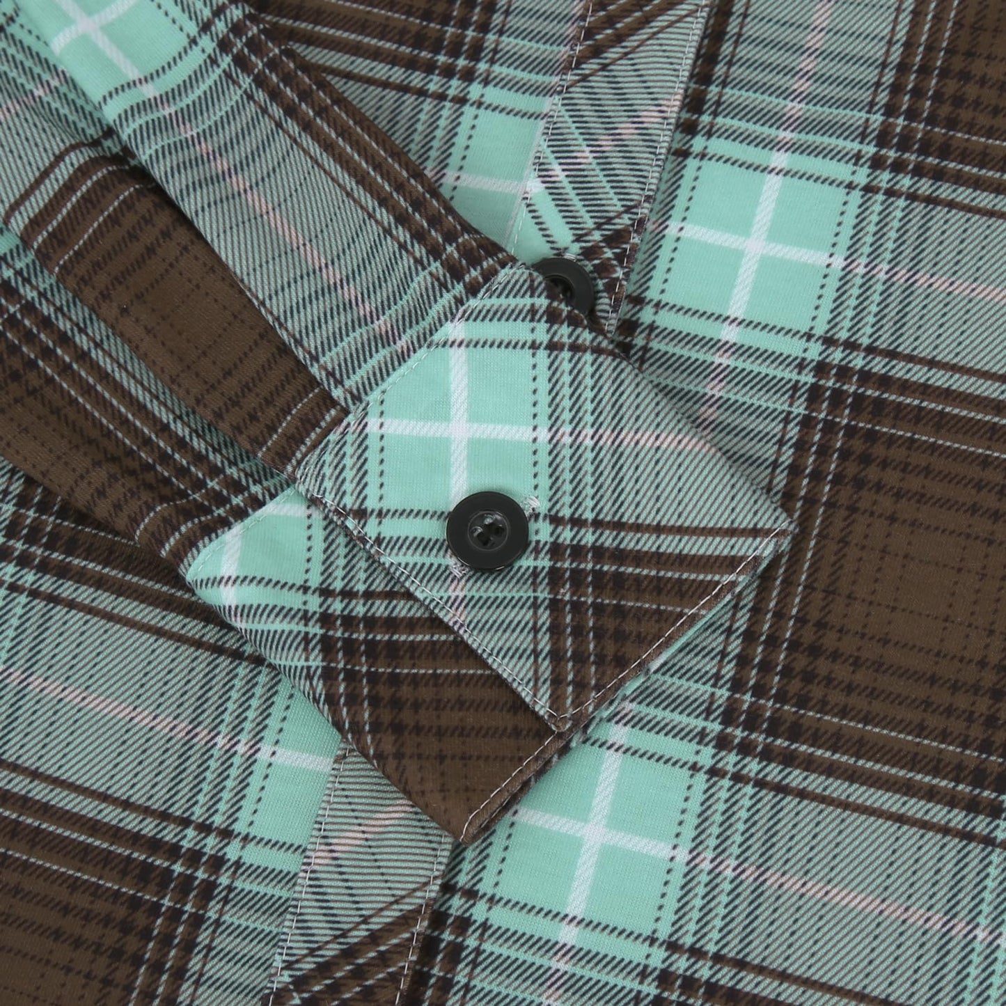 Roll Up Long Sleeve Green-Brown Women’s Collared Button Down Plaid Shirt