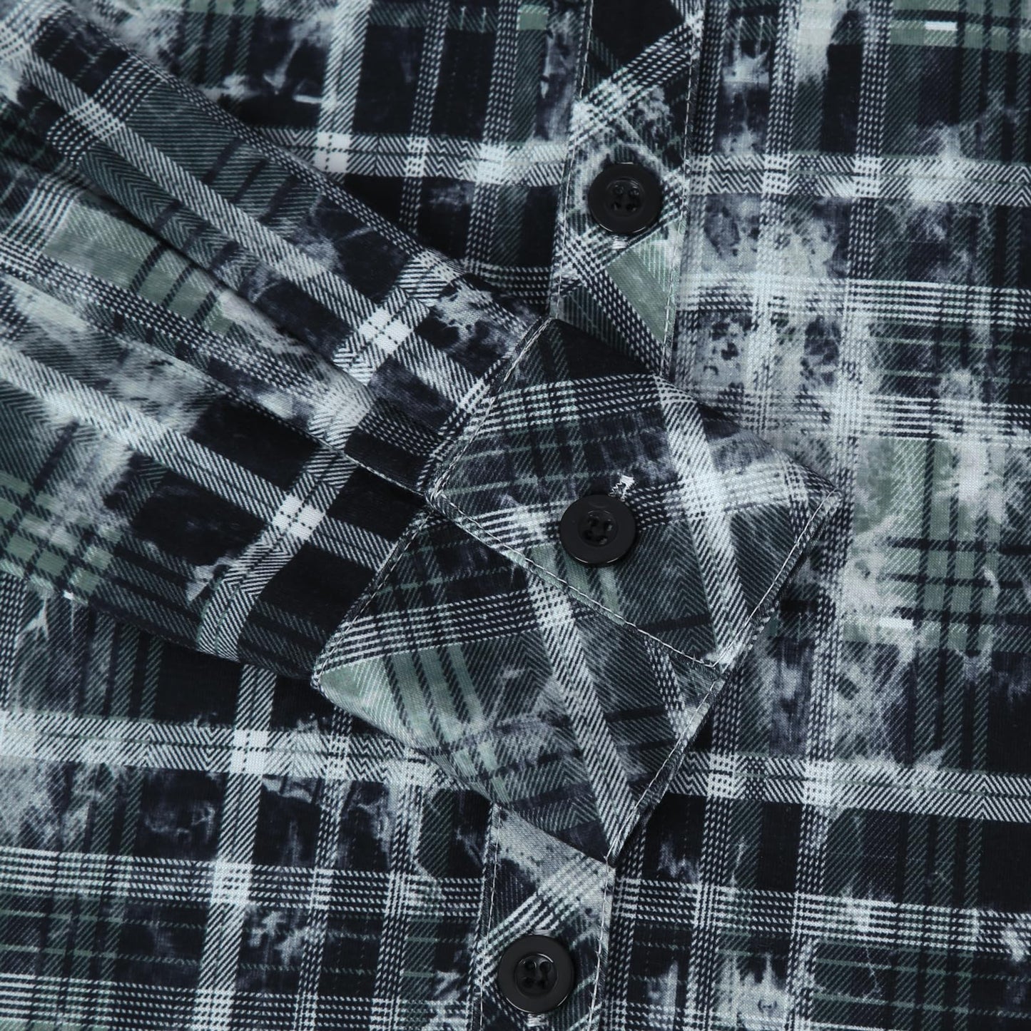 Roll Up Collared Short Sleeve Distressed Black Plaid Women’s Button Down Plaid Shirt