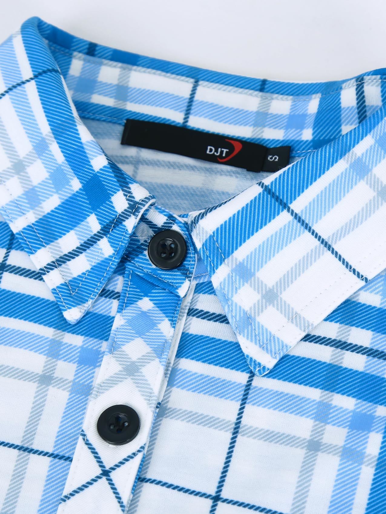 Roll Up Long Sleeve Blue-White Plaid Women’s Collared Button Down Plaid Shirt