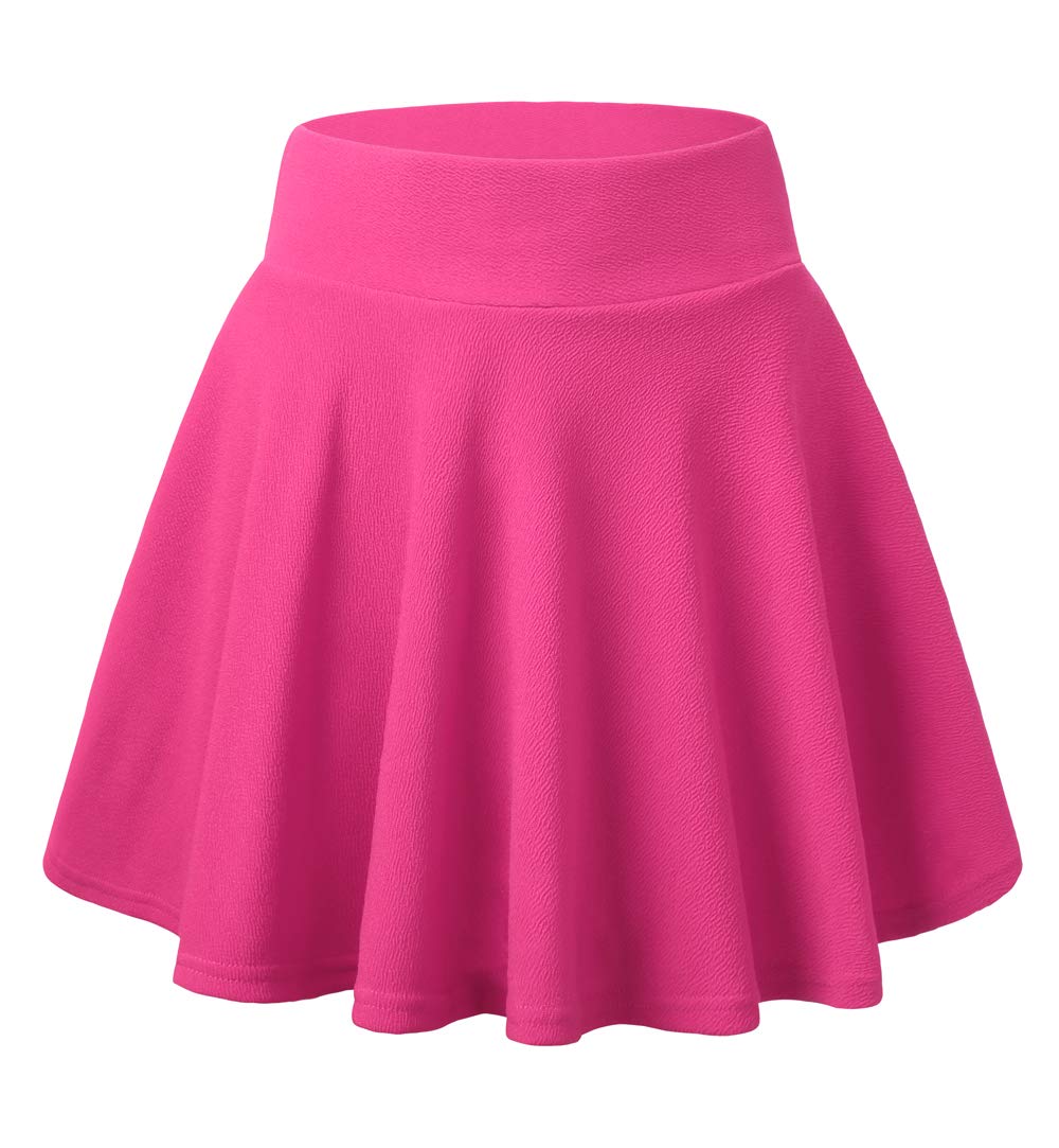DJT Flared Pleated Magenta Women's Casual Stretchy Mini Skater Skirt with Shorts