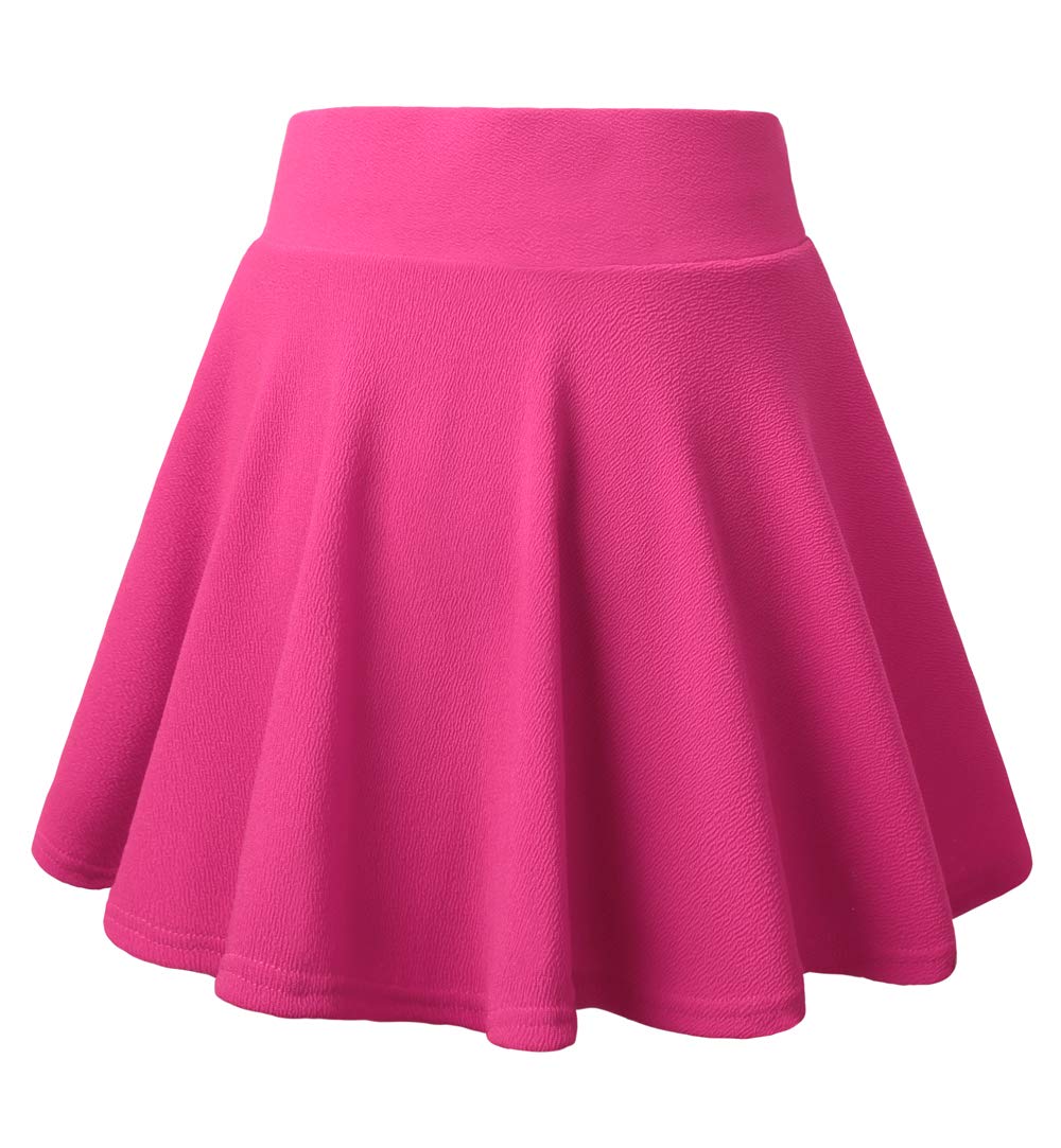 DJT Flared Pleated Magenta Women's Casual Stretchy Mini Skater Skirt with Shorts