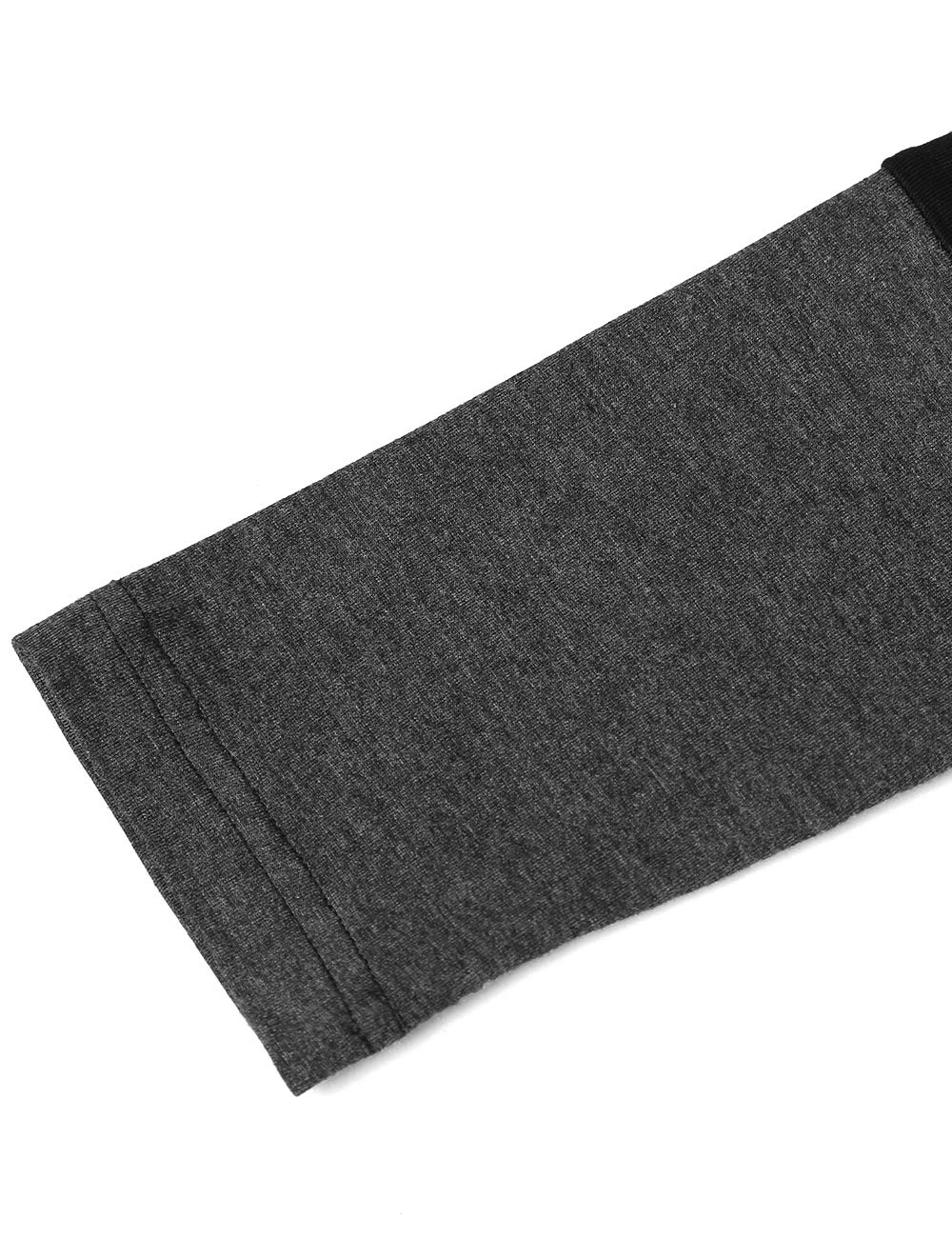 DJT Long Sleeve Black Grey Women's  Tunic Shirts Scoop Neck Hanky Hem Color Block Stretch Casual Fall T Shirt Tops