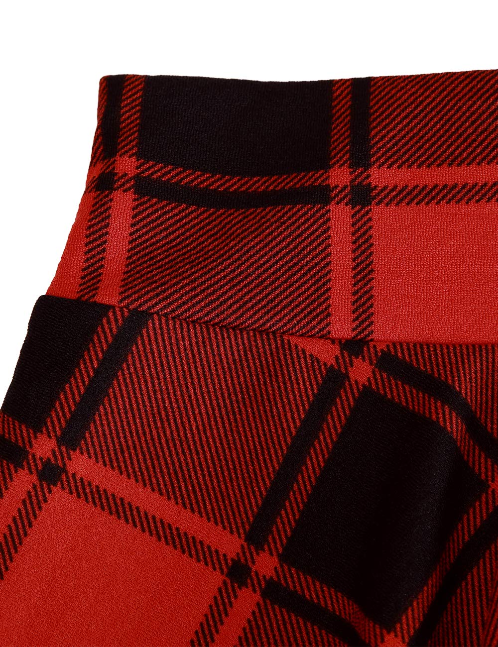 DJT Flared Pleated Red Black Plaid Women's Casual Stretchy Mini Skater Skirt with Shorts